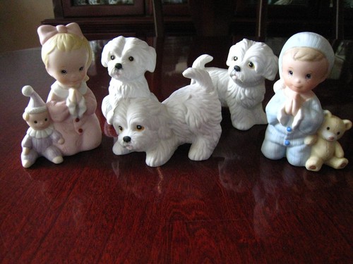 Homco boy girl praying with - homco,