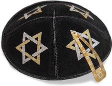 Yarmulke En Daim Noir Or