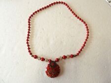 superbe collier-pendentif de style indien en verre de Murano incrusté d'or