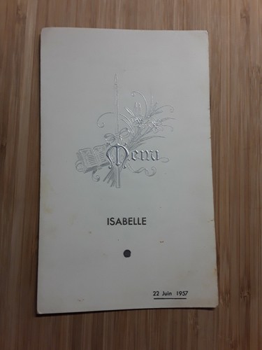 Menu première communion 1957 - communion,