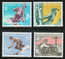 Liechtenstein 1955 MNH Sc 289-292 Mi 334-337 Slalom, Alpinisme, Ski Luxe **
