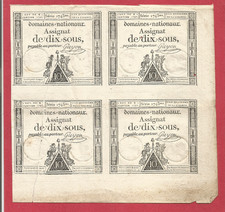 Planche 4 assignats 10 sous du
