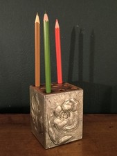 Pot à crayons ancien en bois