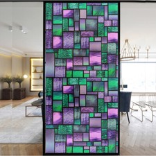 Intimité Statique Film Fenêtre Opaque Géométrique Vitrail Verre Givré Maison