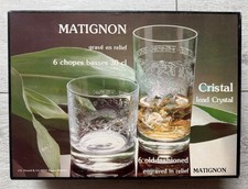 6 Verres en Cristal d'Arques neufs - Année 1986 - JG DURAND