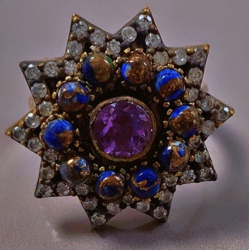 Bague argent améthyste - argent, lapis