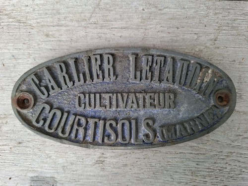 Plaque ancienne chariot marne - plaque,
