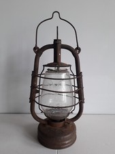 ANCIENNE LANTERNE TEMPÊTE A PÉTROLE DÉCOR COQ PARIS SUR VERRE