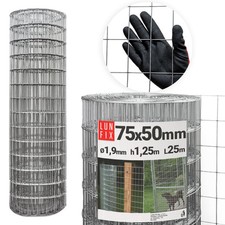 Treillis métallique galvanisé soudé H1,25 m L25 m largeur de maille 75 x 50 m...