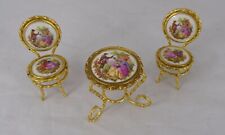 Jean Feuillade Limoges France 3 pcs Miniature Dollhouse Furniture Table & Chairs