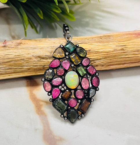 Pendentif victorien tourmaline