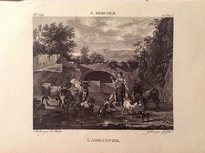 L'Abreuvoir Gravure Origi. XIX