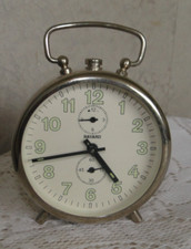 réveil ancien BAYARD rond boite métal chromé lettres vertes lumineuses collector