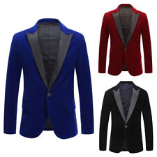 Hommes Velours Pic Revers Costume Veste Unique Boutonnière Blazer Manteau Formel