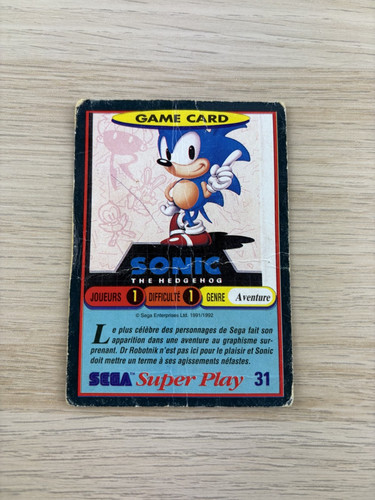 Game card sonic the - card, hedgehog