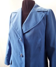 Veste Vintage 60's 70's Bleu Roi Surpiqûres Taille 2/3 Made In France