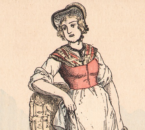 Ancienne gravure aquarellée