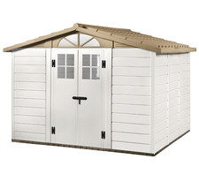 habrita abri de jardin en résine 8,06 m2 beige/marron evo 280 
