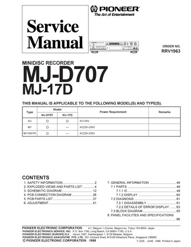 Manuel service pour pioneer - manuel,