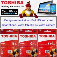 Carte Mémoire 16 32 64 Gb Go Micro SDHC SDXC pour téléphone Wiko ( TOSHIBA HD )