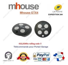 TÉLÉCOMMANDE MHOUSE GTX4  433,92Mhz POUR PORTAIL ET GARAGE