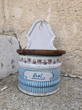 BOITE A SEL ANCIENNE EN TOLE EMAILLEE MARQUE BB Émail Fleurs 🌸 