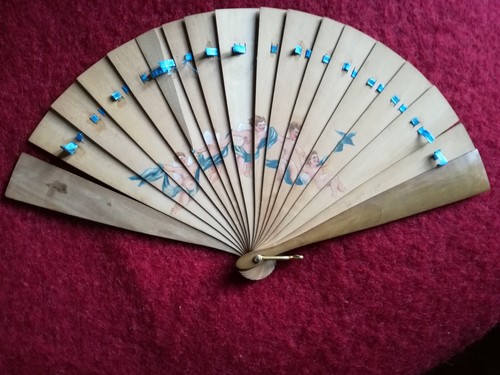 Eventail ancien bois peint - ancien,, en