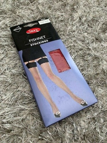 Bas résille rouge soyeux