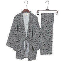 Expédié de Paris - Kimono Japonais Traditionnel Homme Pyjama 2 en 1 Obi Yukata 