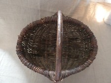 PANIER OVALE  A ANSE ANCIEN VINTAGE EN OSIER
