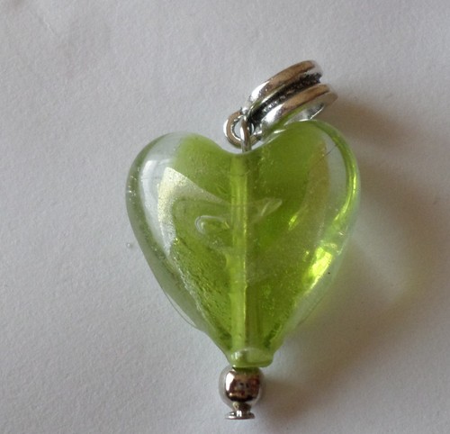 Pendentif coeur murano vert - -,