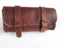 Pochette latérale moto 1 sacoche cuir marron pochette ronde sacoches de selle...