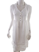 Completo lino by Arthurio  T. XL Blanc Midi Robe d'Été Lin 100% Sans manches Poc