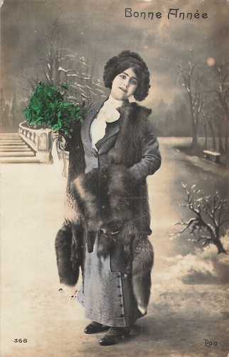 Bonne annee femme - cp, elegante