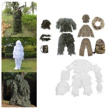 Ghillie Suit Uniform Set Veste Respirante, Déguisement avec Sac de Rangement,