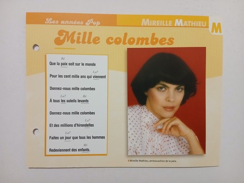 Carte fiche mireille mathieu - -,