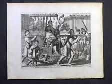 Un mandarin chinois dans une chaise à porteurs GRAVURE 17e s. VAN DER AA Chine