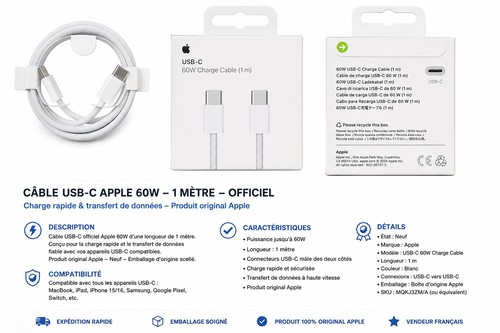 Câble usb c - usb-c, apple
