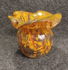 Beau Vase Corolle Signé PATRICK  LEPAGE (1949-2015) Verre Multicolore Soufflé 