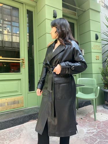 Trench coat noir élégant - trench-coat,