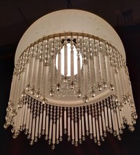 French Antique Chandelier Frosted Art Deco Vintage Lampshade Beads pendant light
