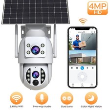 Caméra Surveillance Solaire WiFi 4/6MP Extérieur Double Objectif Vision Nocturne