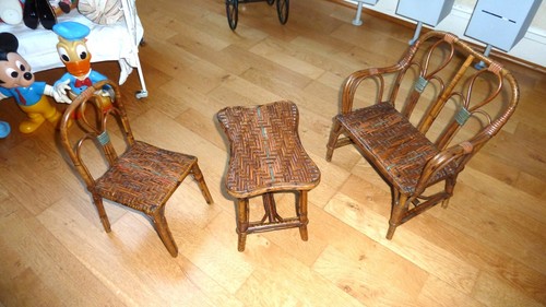Petit salon rotin ancien - salon,
