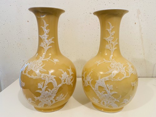 Vtg chinese porcelain yellow - chinese,