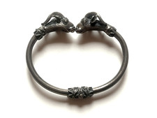 Bracelet articulé ancien en argent massif 900 Tête De Béliers / vintage