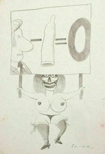 Tableau encre portrait nu