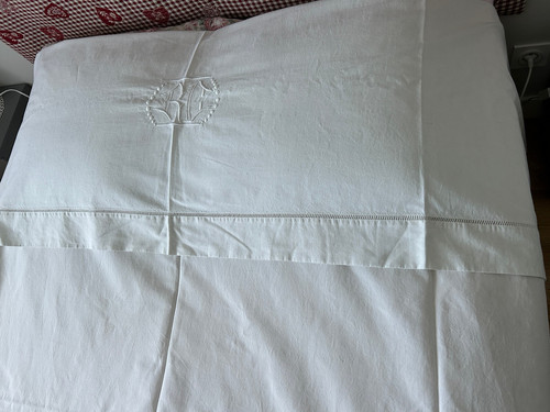 Drap ancien brode main et - ancien,