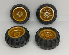 LEGO : 4x Roue + pneu 43.2 x 26 - Réf 56145c04 or - Set 70669 76159 70588 9444
