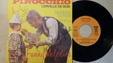 3 Autographes ORIGINAUX sur Pochette SP45T Série Télé PINOCCHIO Cervelle de bois