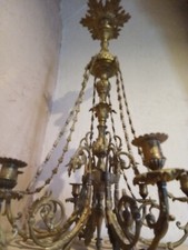 Grand Lustre en Bronze doré Style Louis XVI époque fin XIX ème 6 branches